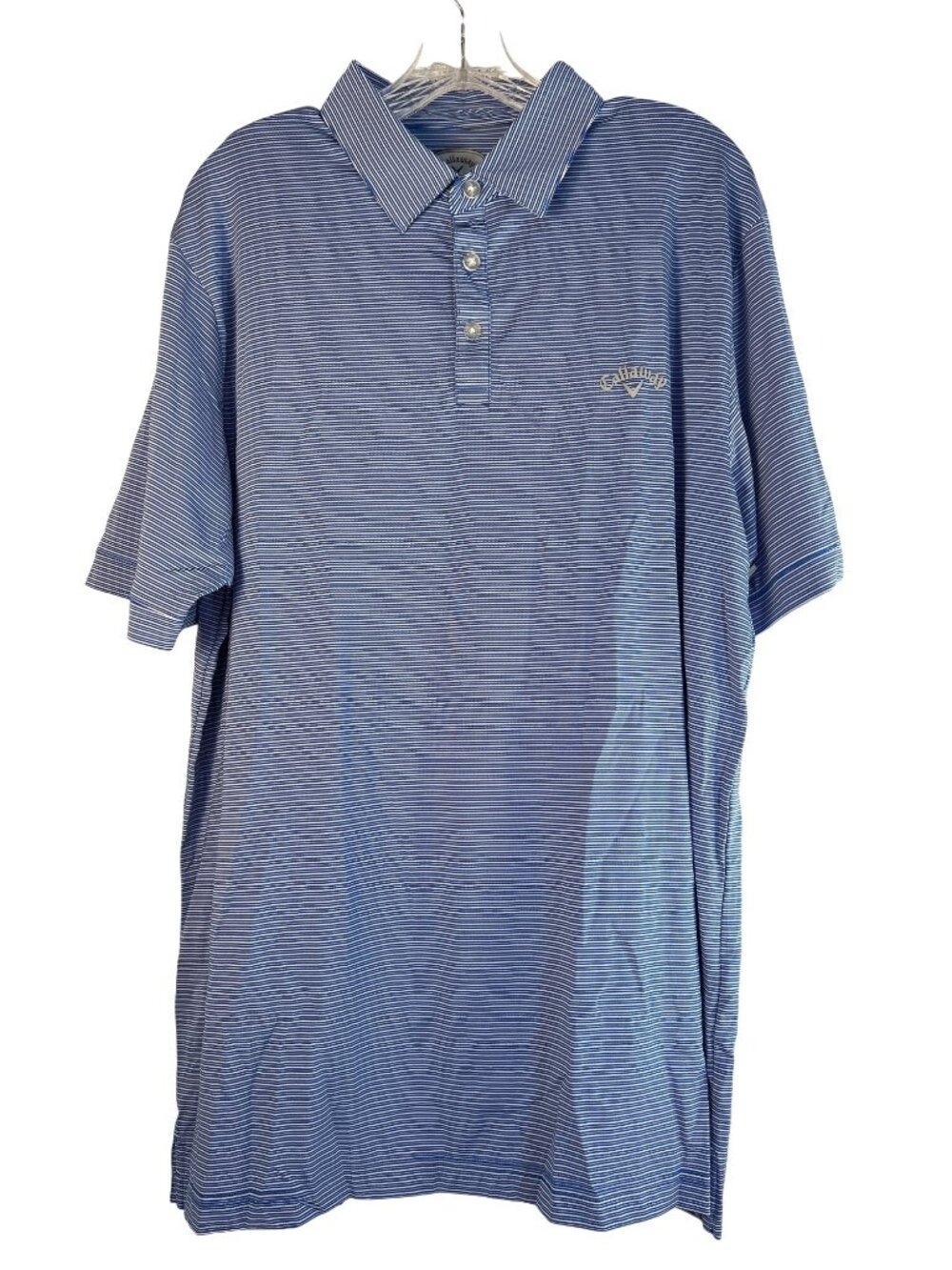 Callaway Mens Golf Polo Shirt Blue/White Striped Size XL EG TG